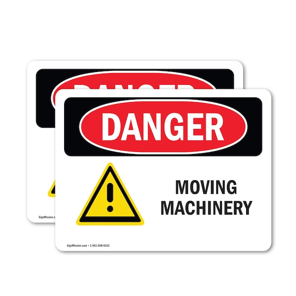 Signmission Moving Machinery Danger Sign, Vinyl Decal, 10in W x 7in L, 2PK OS-2PACK-DS-D-710-L-1453 - main